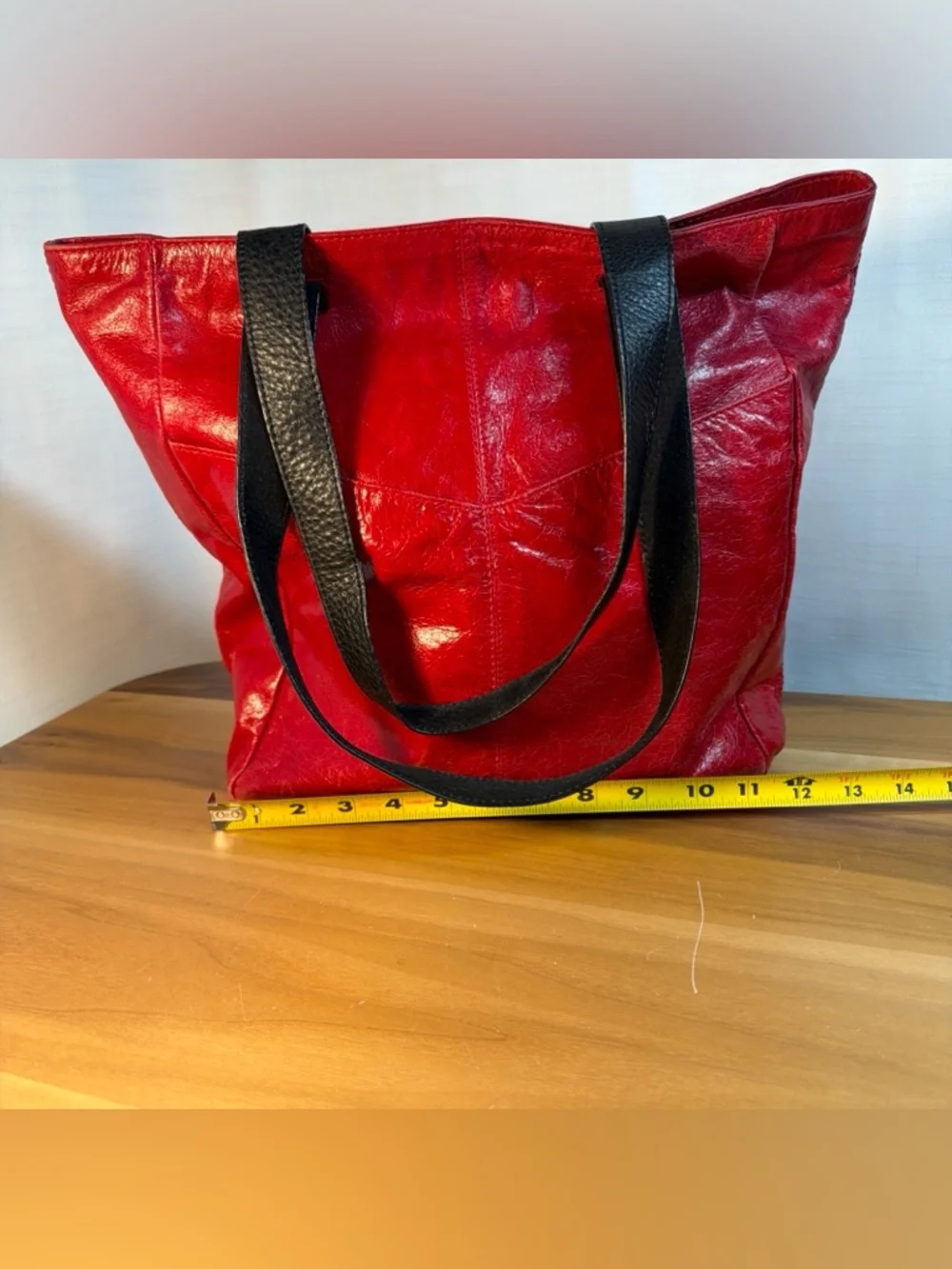 Ellington Red Patent Leather Tote Hobo‎ Shoulder Bag Distressed Large 16x13x4”